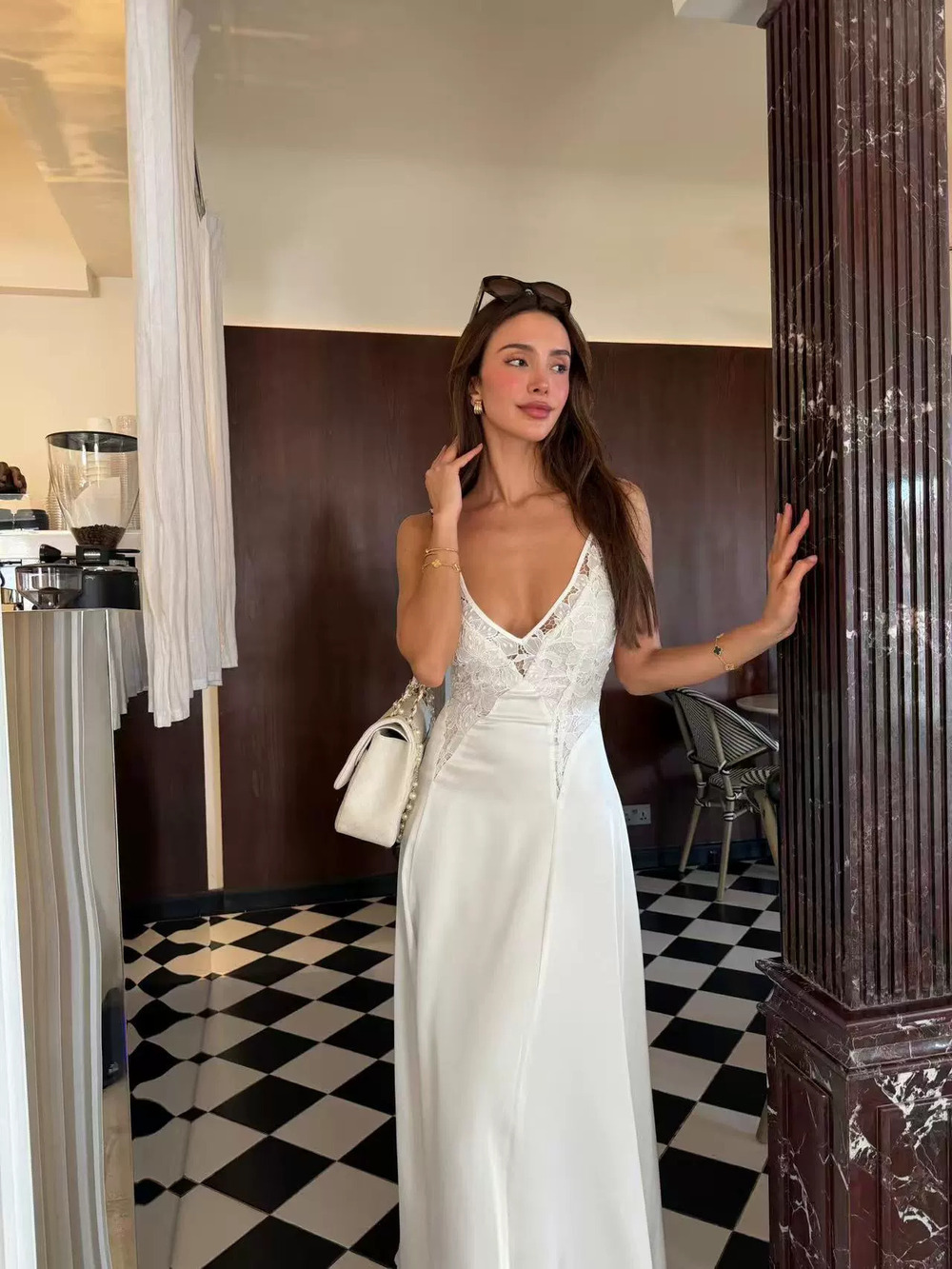 ZARA White Spaghetti Strap Summer Maxi Dress for Women Slim Fit Beach Vacation